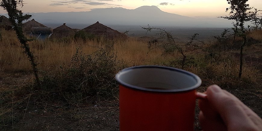 Kaffe med utsikt over Kilimanjaro