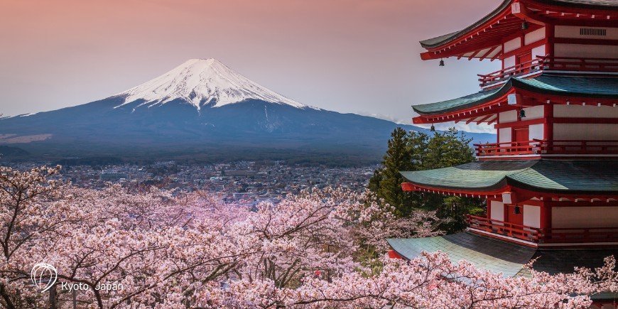 En utsikt over Mount Fuji i Kyoto, Japan